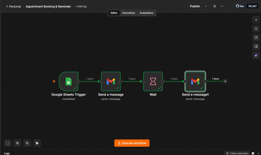 Appointment Booking and Reminder workflow diagram