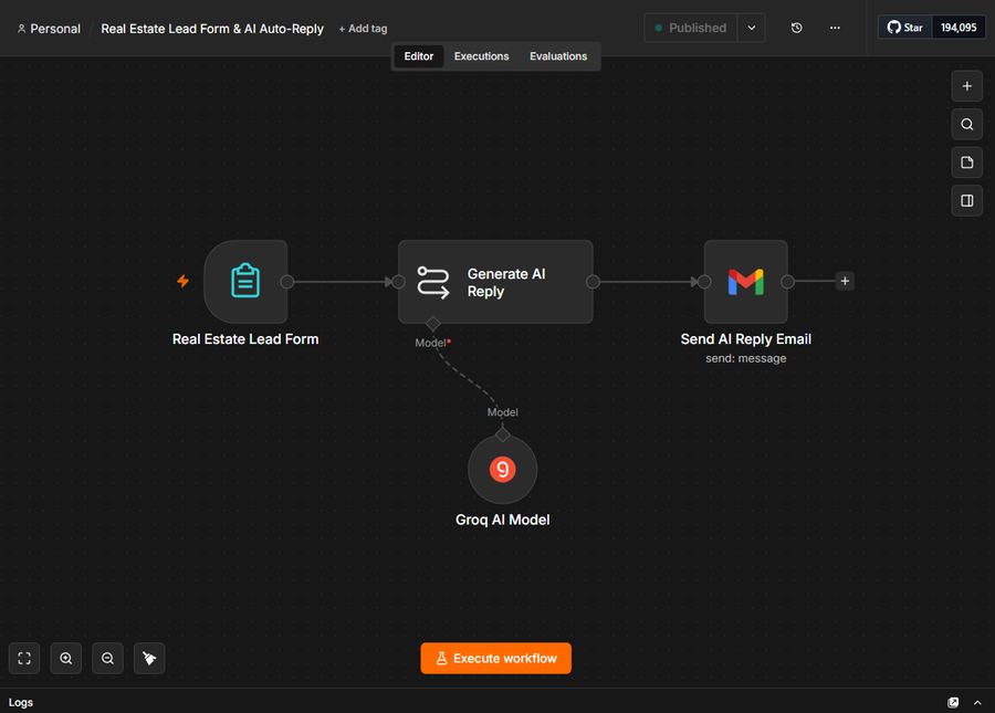 AI Real Estate Lead Capture workflow diagram
